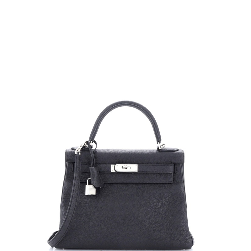 Kelly Handbag Noir Togo with Palladium Hardware 28