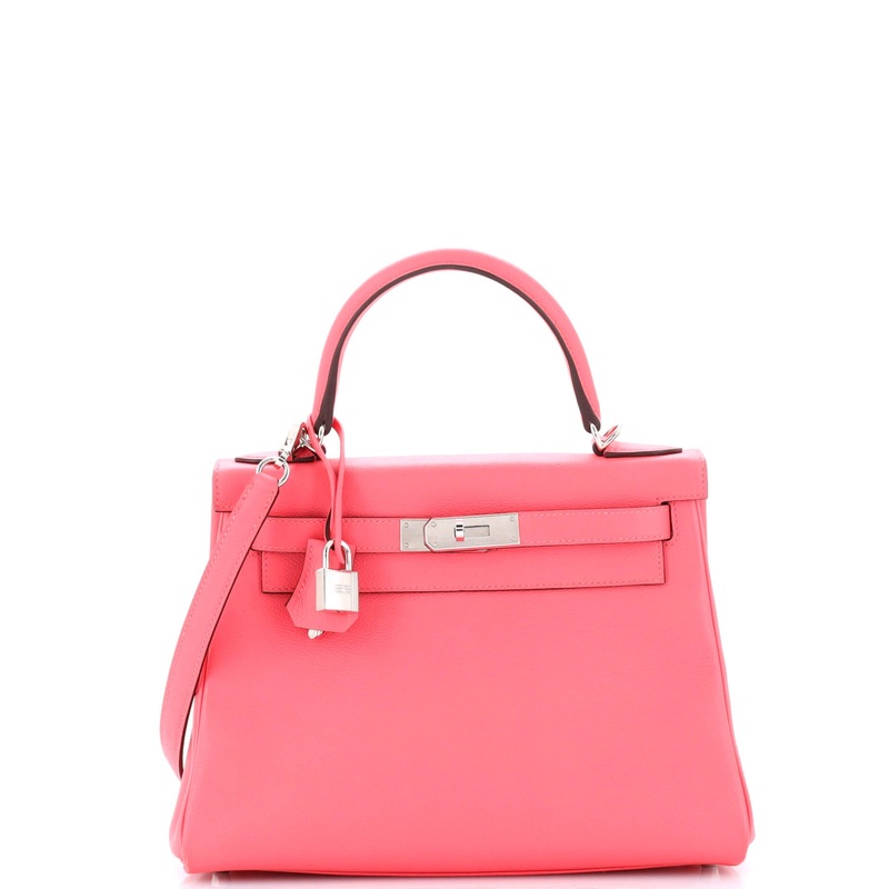 Kelly Handbag Rose Azale Evercolor with Palladium Hardware 28