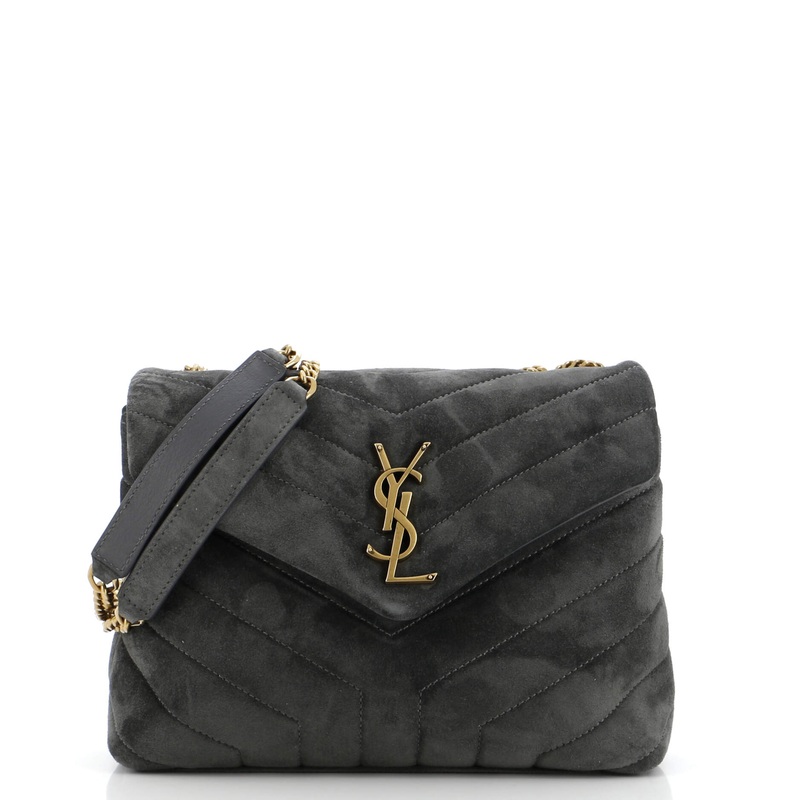 Loulou Shoulder Bag Matelasse Chevron Suede Small
