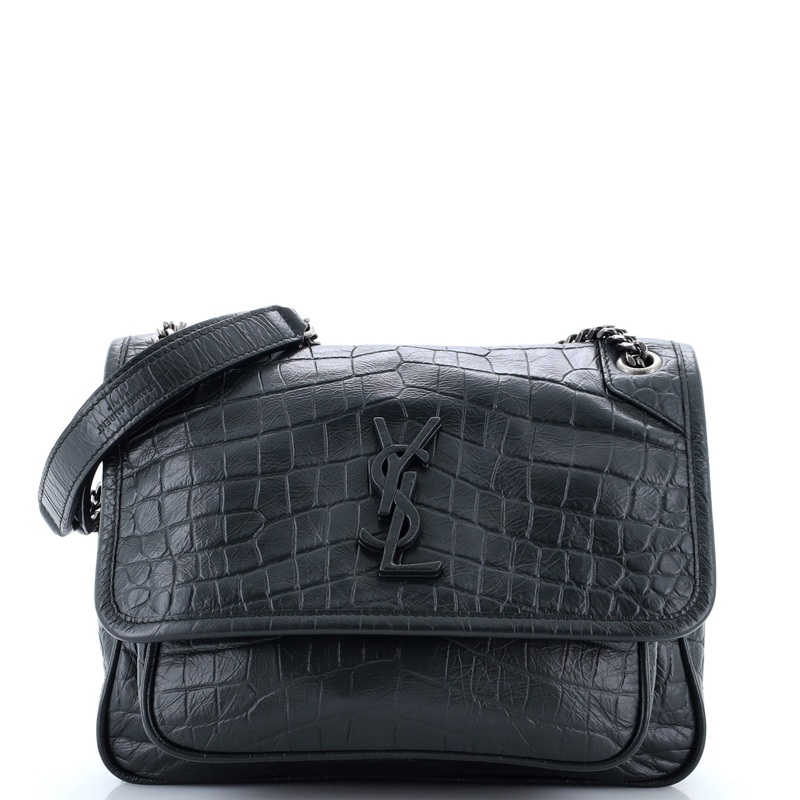 Niki Chain Flap Bag Crocodile Embossed Leather Baby