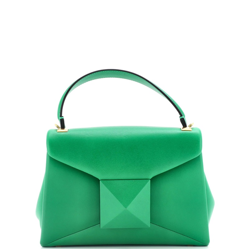 One Stud Top Handle Flap Bag Leather Small