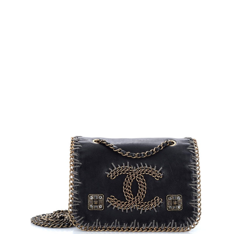 Paris-Byzance CC Flap Bag Embroidered Leather Mini