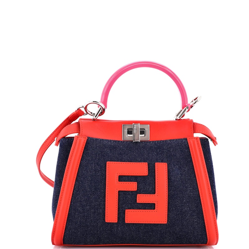 Peekaboo Bag Denim with FF Leather Applique Mini