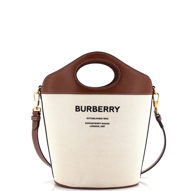 Pocket Bucket Bag Canvas with Leather Small