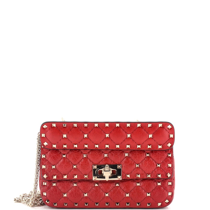 Rockstud Spike Flap Bag Crystal Embellished Quilted Leather Small