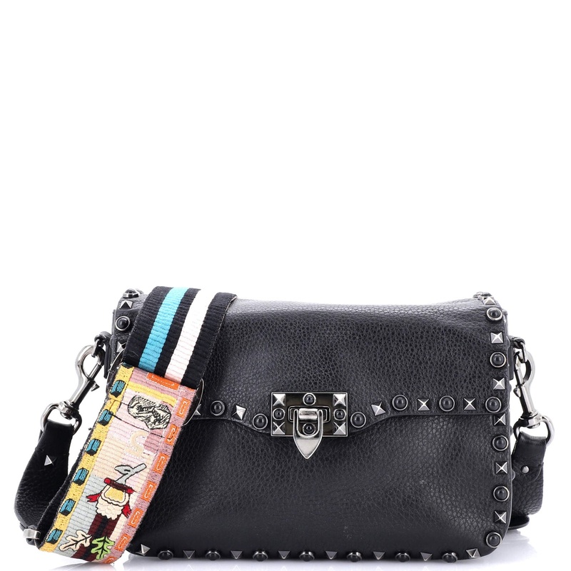 Rolling Rockstud Crossbody Bag Leather with Cabochons Medium
