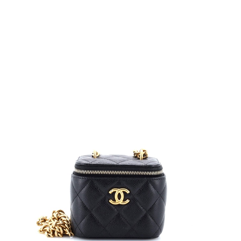 Sweet Heart Vanity Case with Chain Quilted Caviar Mini