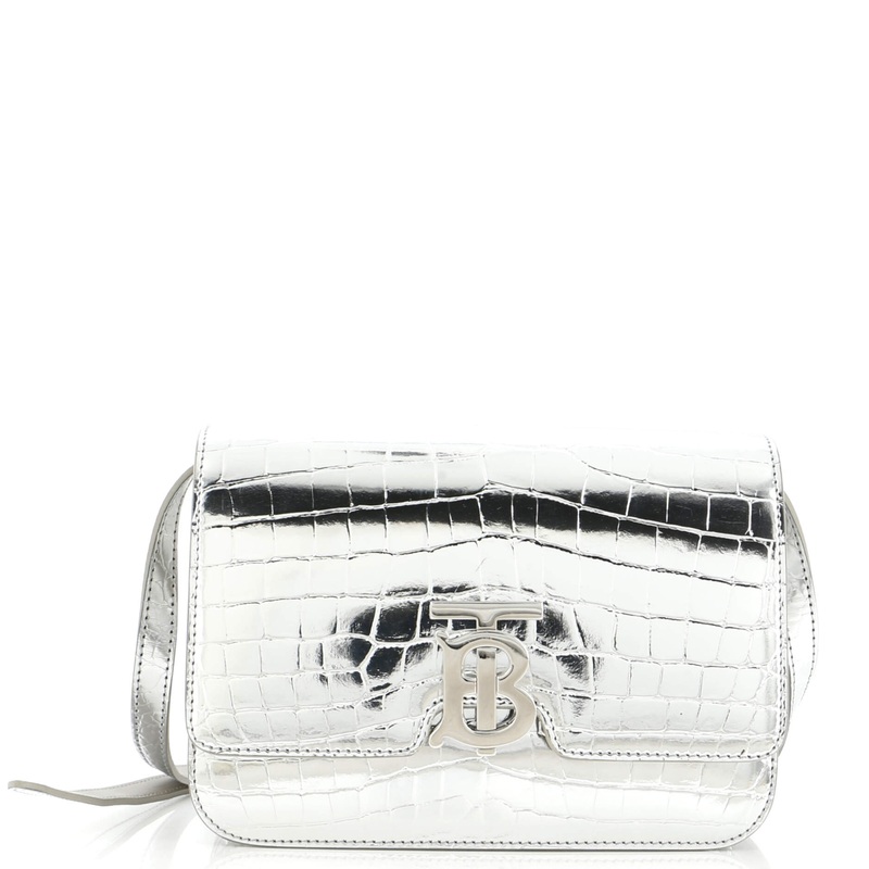 TB Flap Bag Embossed Metallic Leather Small