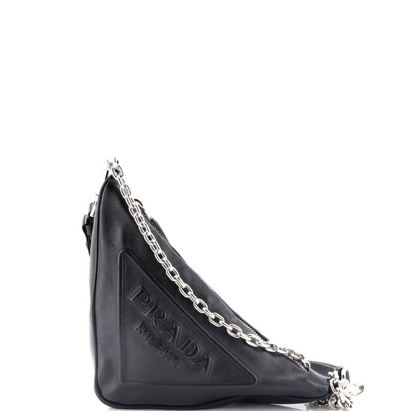 Triangle Logo Zip Crossbody Bag Embossed Grace Lux Small