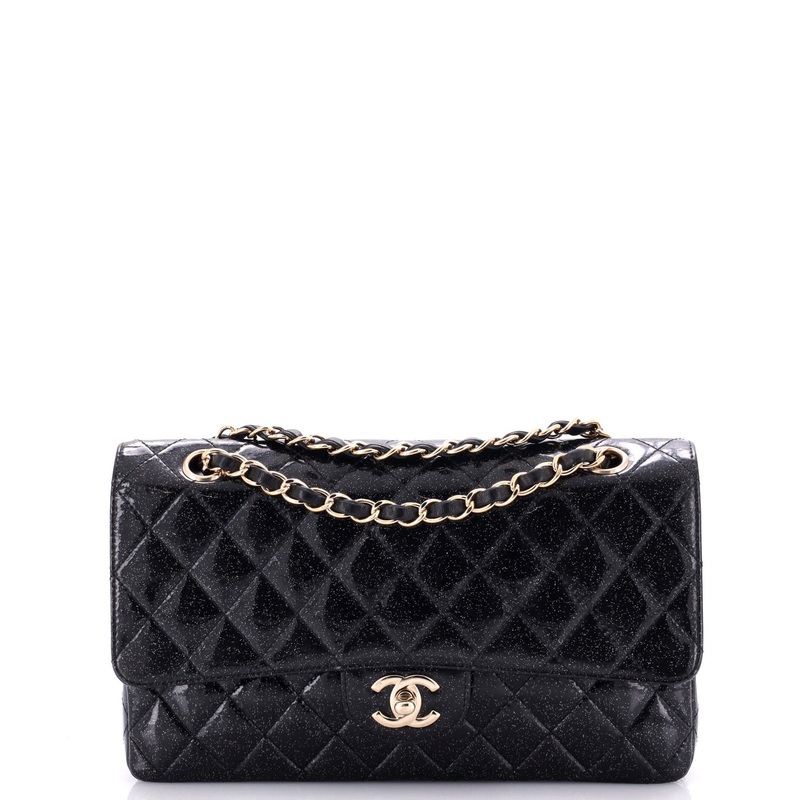Vintage Classic Double Flap Bag Quilted Glitter Patent Medium