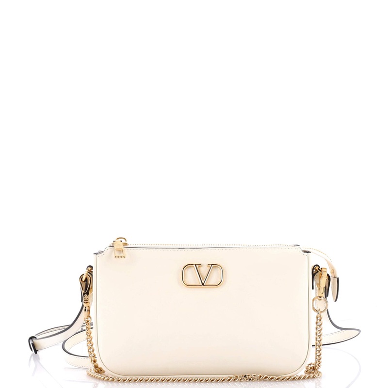VLogo Zip Around Chain Crossbody Bag Leather