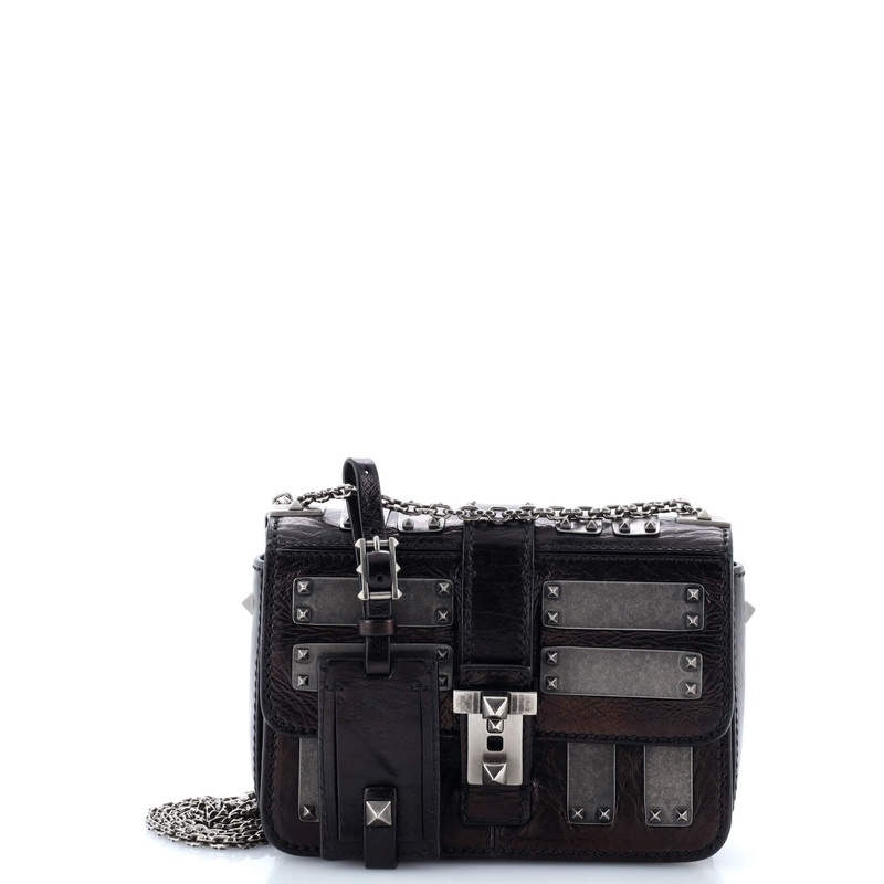 B-Rockstud Shoulder Bag Glazed Leather with Metal Embellishment Micro