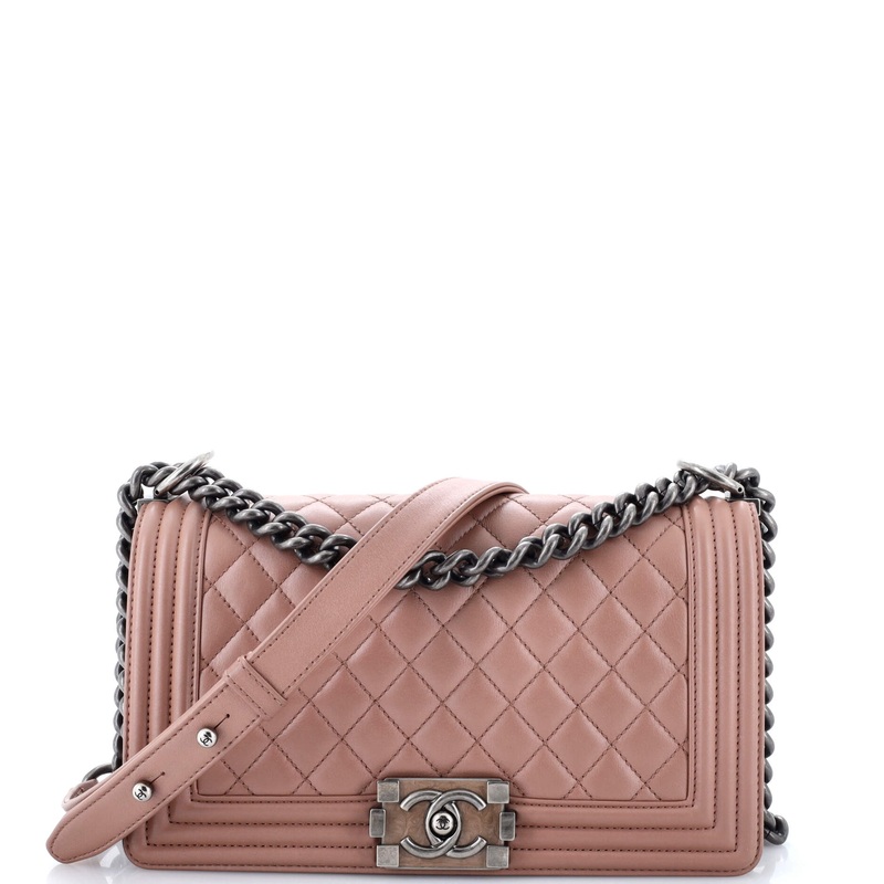 Boy Flap Bag Quilted Metallic Calfskin Old Medium