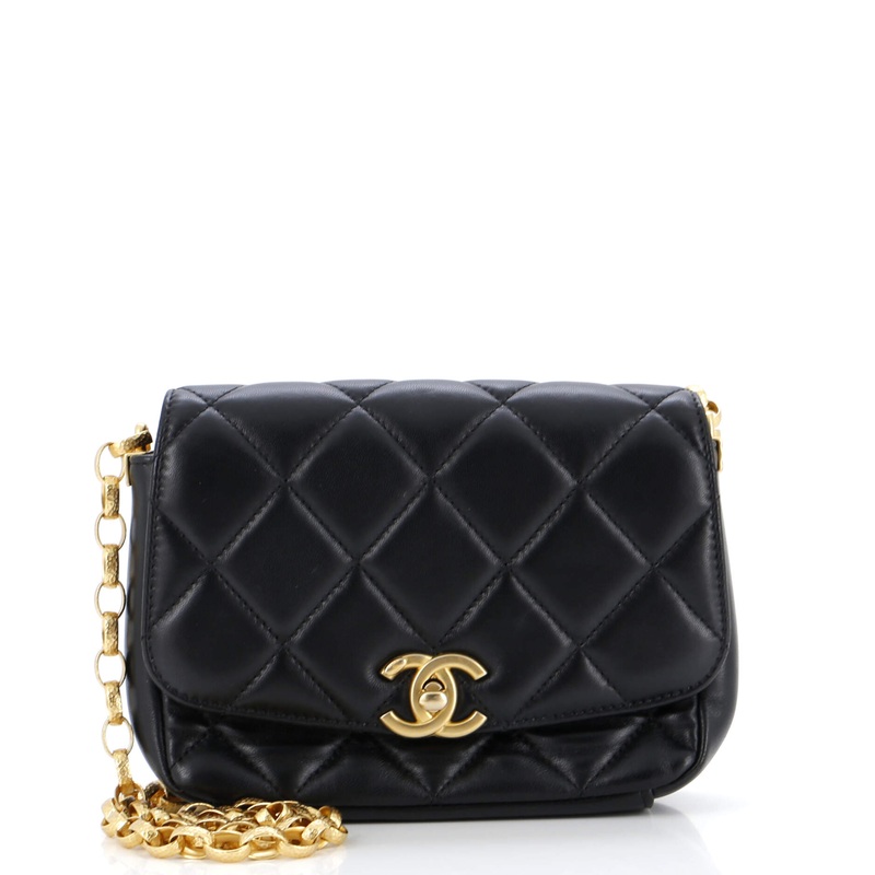 CC Coin Chain Flap Bag Quilted Lambskin Small