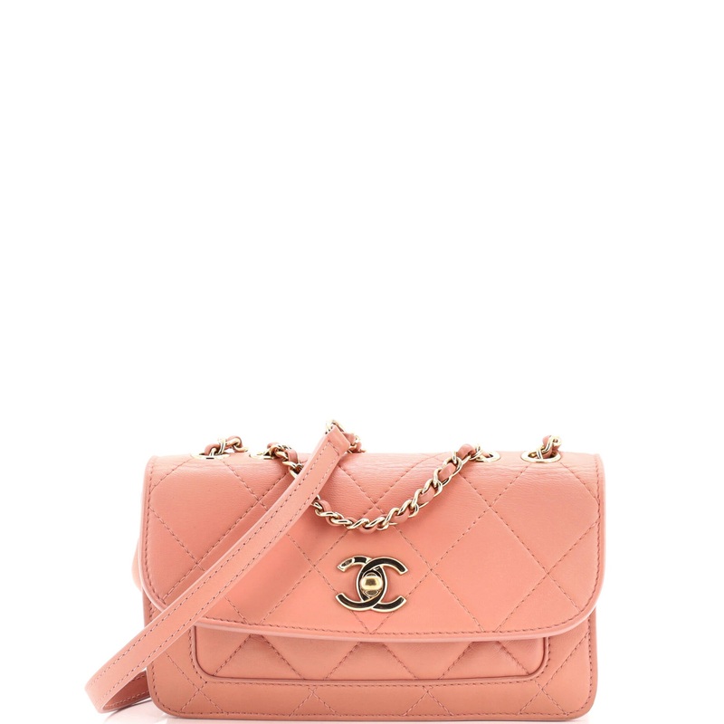 CC Front Pocket Flap Bag Stitched Calfskin Small