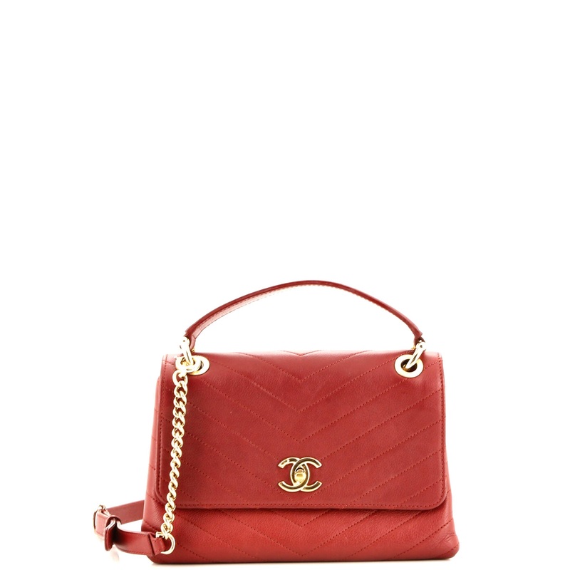 Chevron Chic Top Handle Bag Chevron Calfskin Small