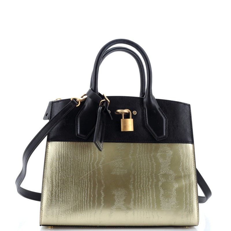 City Steamer Handbag Gravity Gold Calfskin and Leather PM