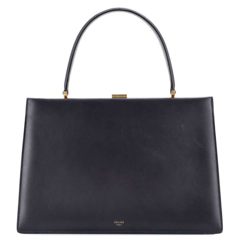 Clasp Top Handle Bag Leather Medium