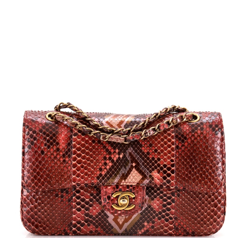 Classic Double Flap Bag Multicolor Python Medium