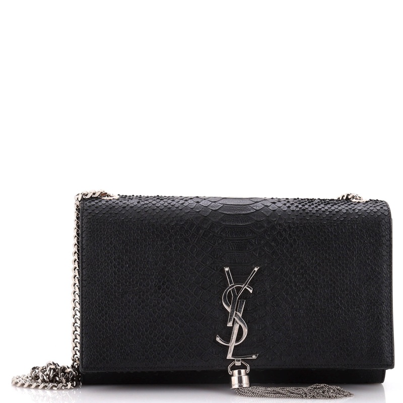 Classic Monogram Tassel Crossbody Bag Python Embossed Leather Medium