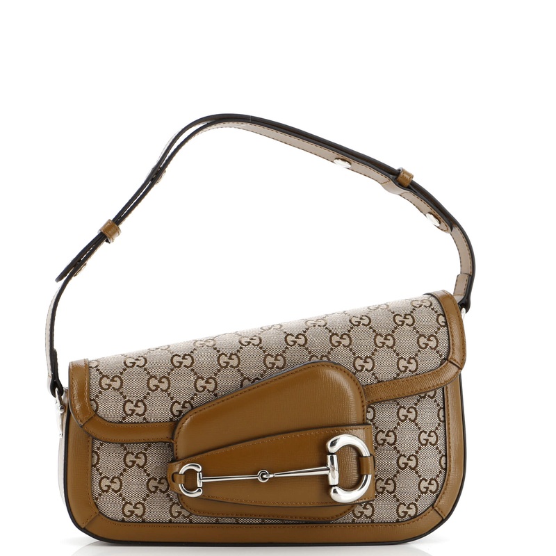 Horsebit 1955 Asymmetric Shoulder Bag GG Canvas with Leather Small