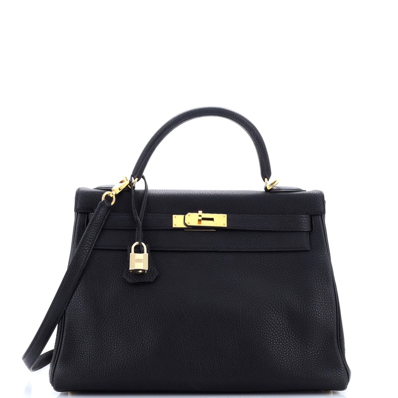 Kelly Handbag Noir Togo with Gold Hardware 32