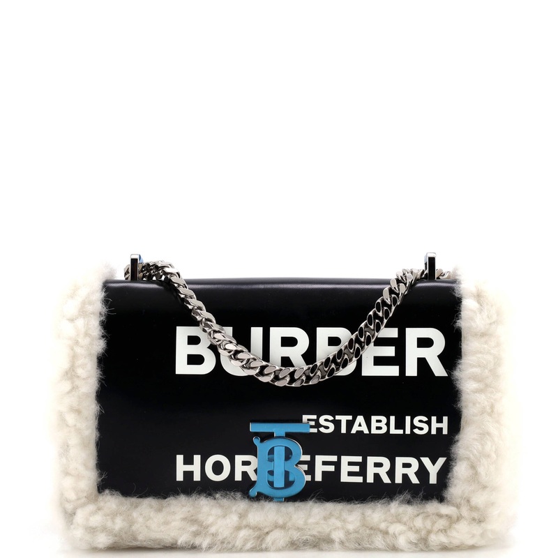 Lola Shoulder Bag Printed Coated Canvas with Shearling Small