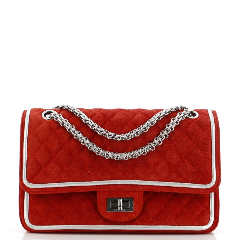 Reissue 2.55 Flap Bag Quilted Suede with Metallic Calfskin 225