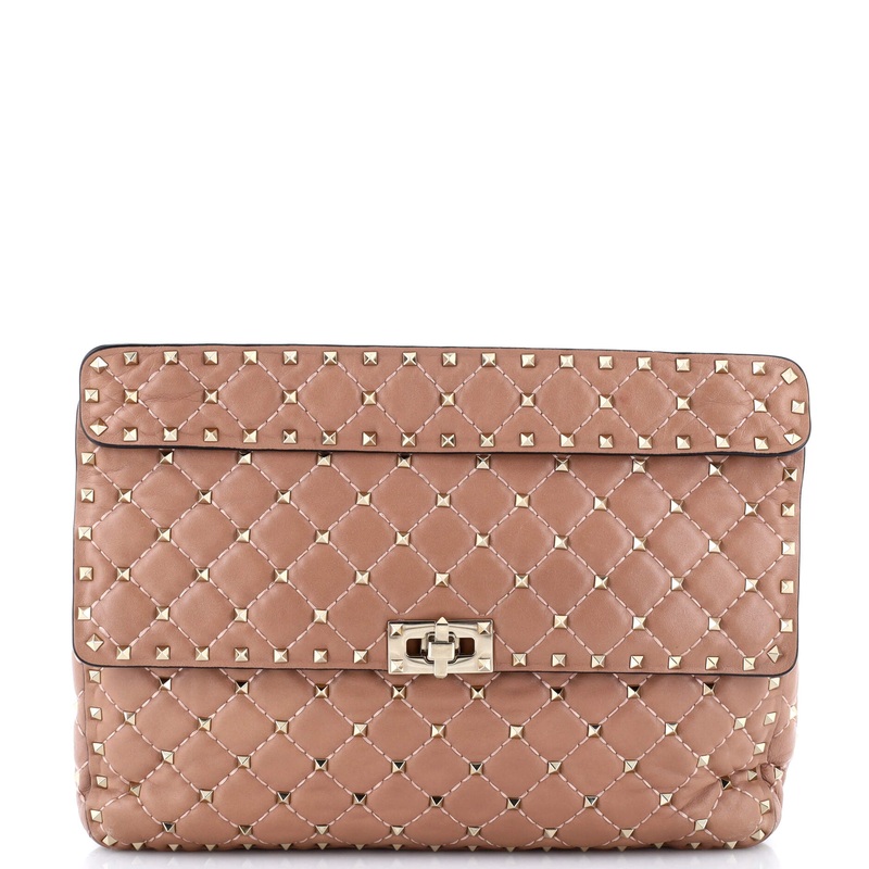 Rockstud Spike Flap Bag Quilted Leather Large
