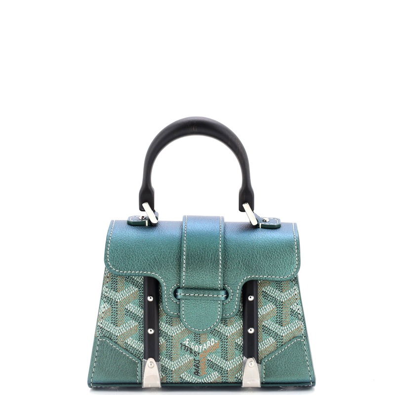 Structured Saigon Top Handle Bag Coated Canvas with Leather Nano