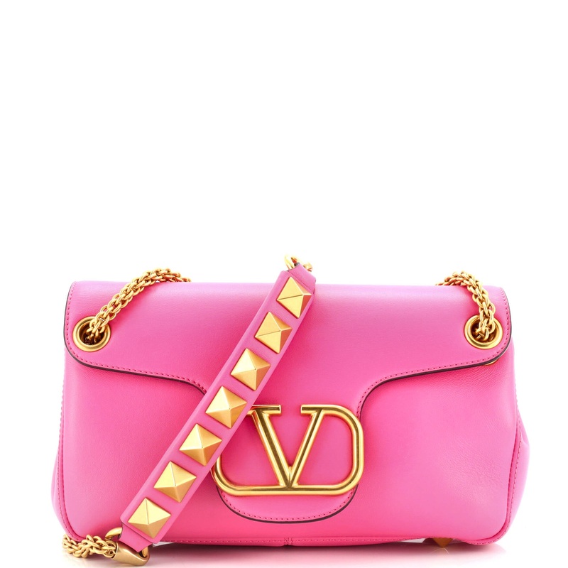 Stud Sign Shoulder Bag Leather