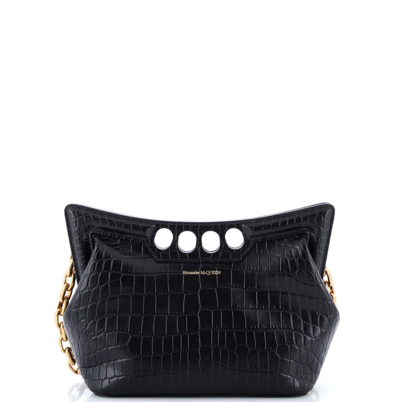 The Peak Chain Shoulder Bag Crocodile Embossed Leather Mini
