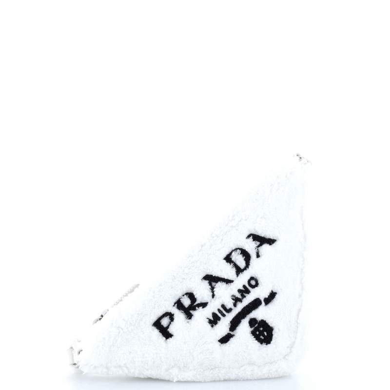 Triangle Logo Zip Crossbody Bag Terry Cloth Small