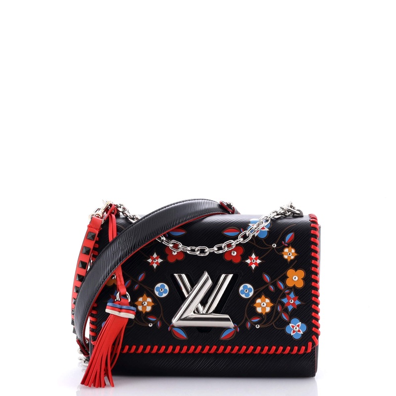 Twist Handbag Limited Edition Flower Embellished Epi Leather with Whipstitch Details MM