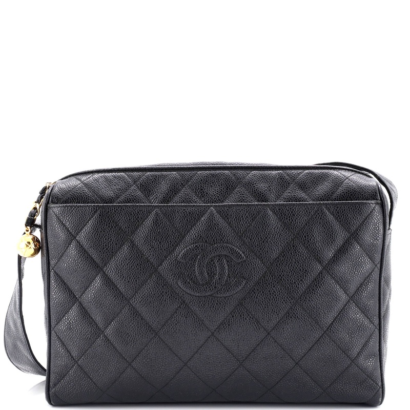 Vintage Diamond CC Shoulder Bag Quilted Caviar Large
