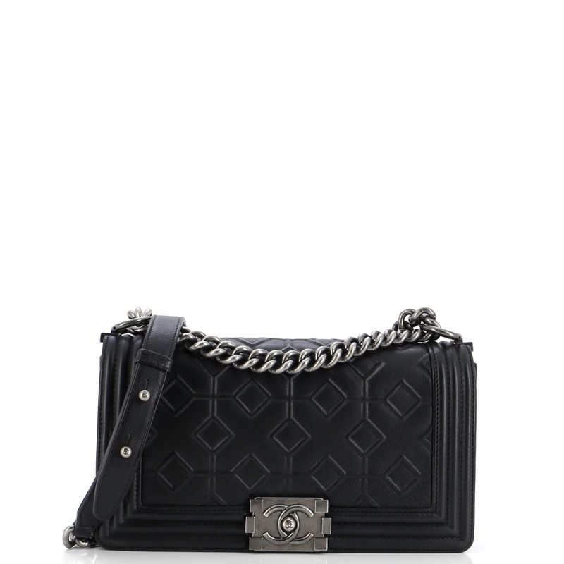 Arabesque Boy Flap Bag Embossed Calfskin Old Medium