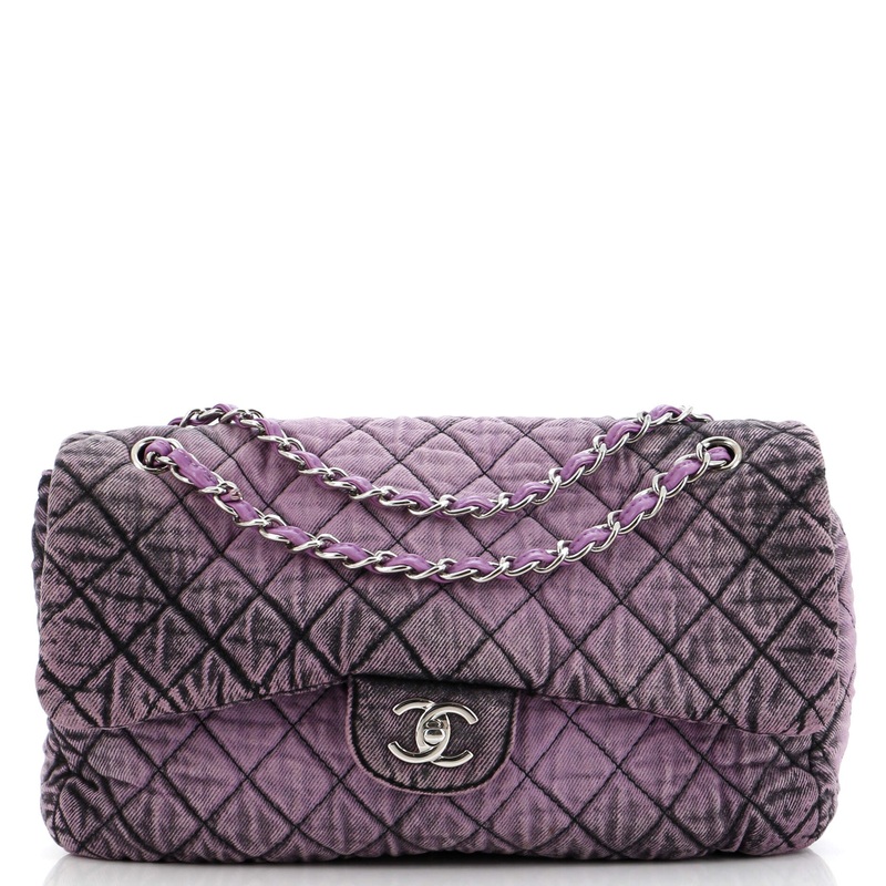 Denimpression Flap Bag Quilted Distressed Denim Medium