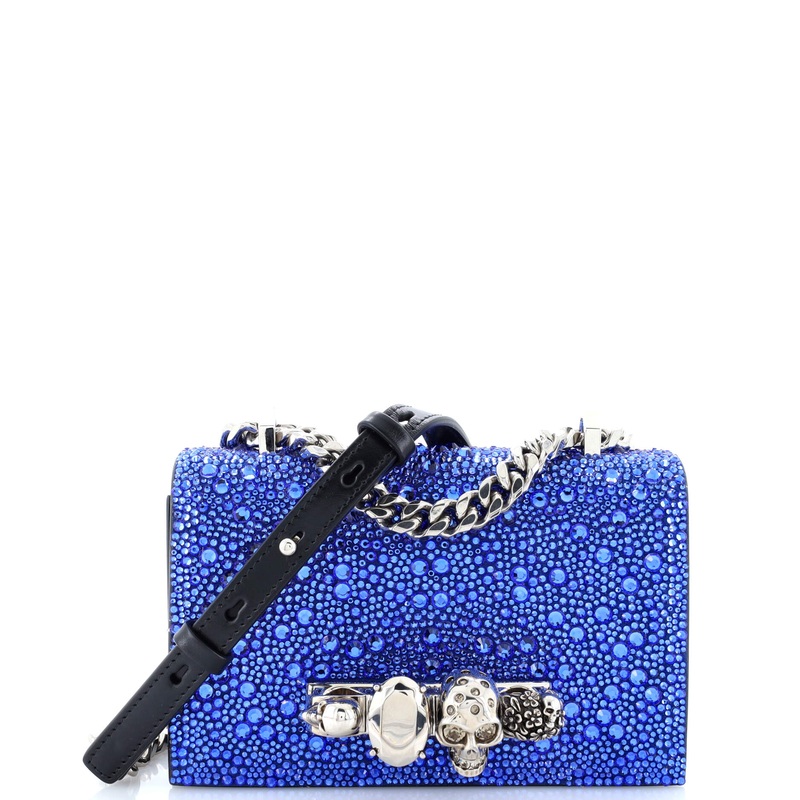 Jewelled Flap Satchel Crystal Embellished Studded Leather Mini