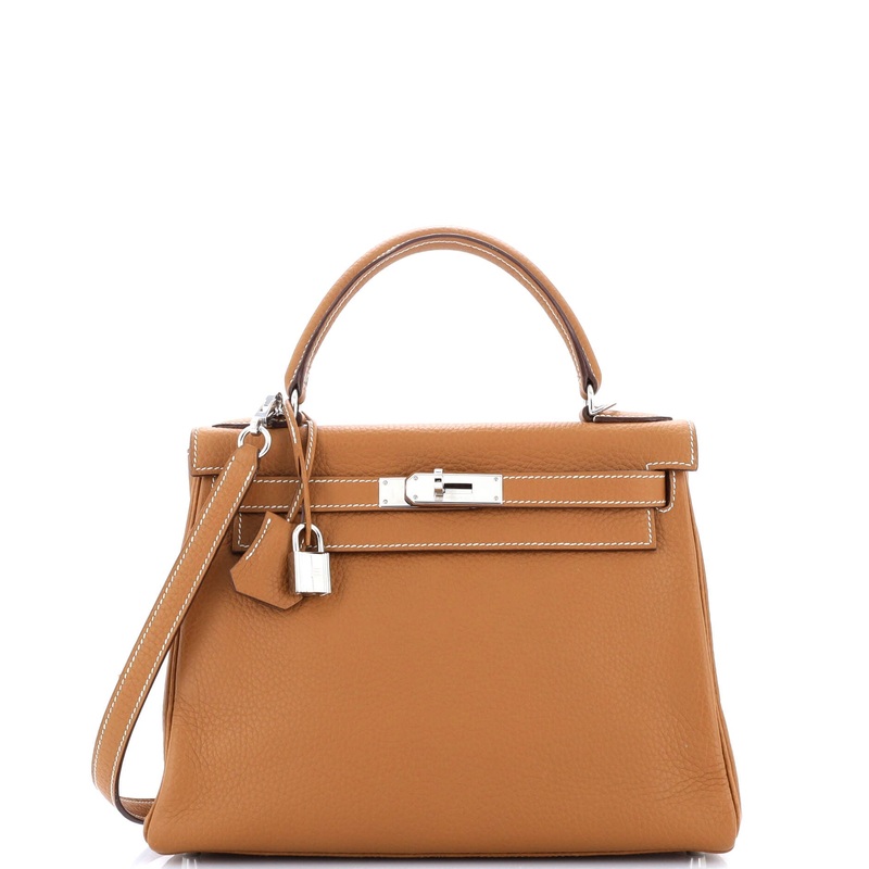 Kelly Handbag Gold Clemence with Palladium Hardware 28
