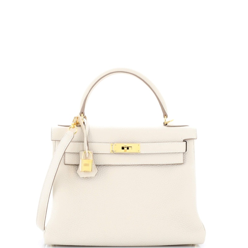 Kelly Handbag Light Clemence with Gold Hardware 28