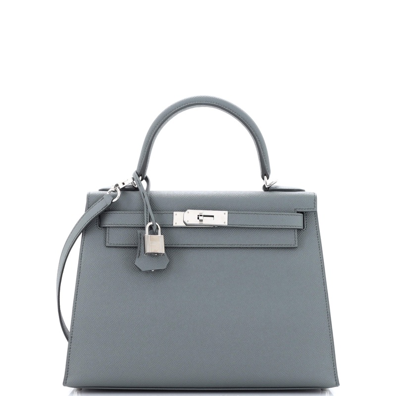 Kelly Handbag Vert Amande Epsom with Palladium Hardware 28