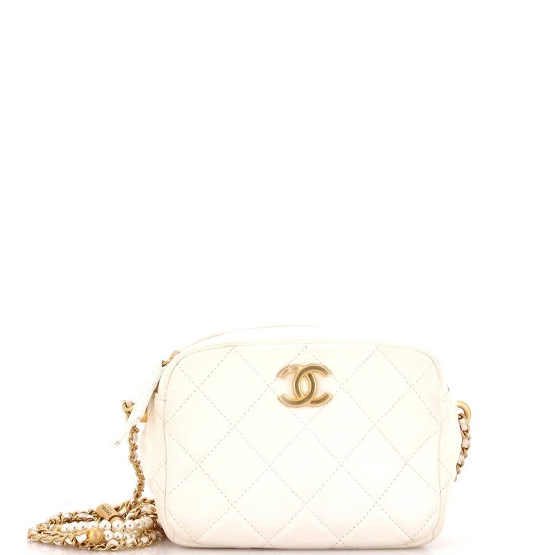 My Perfect Adjustable Chain Camera Bag Quilted Lambskin with Pearls Small