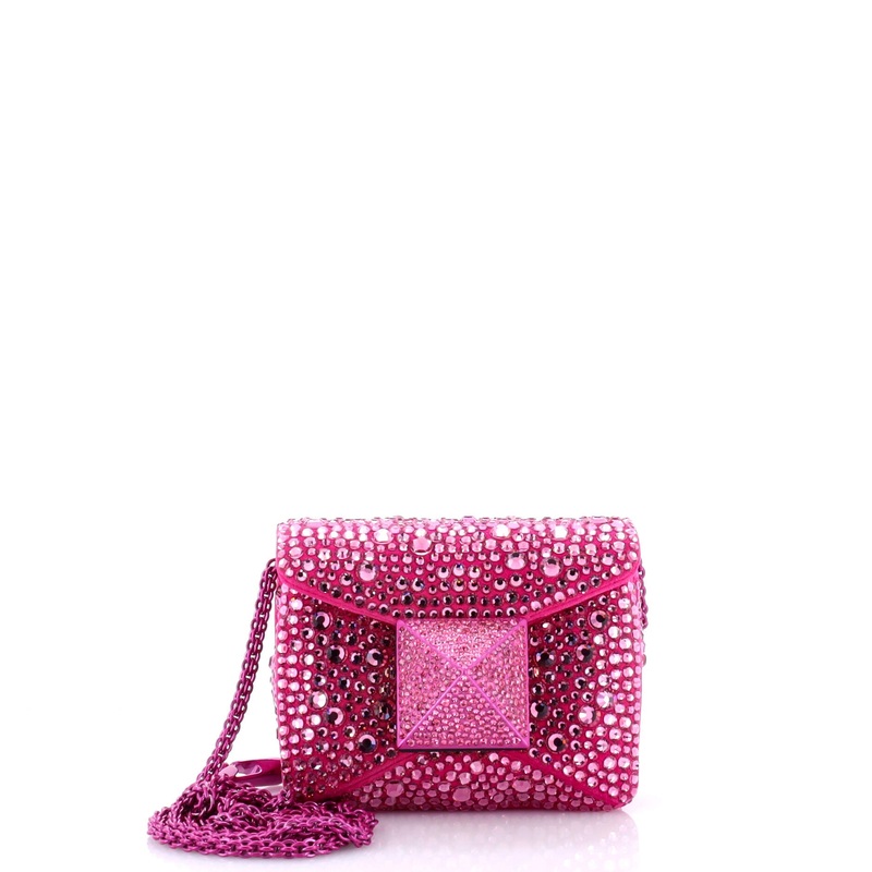 One Stud Chain Flap Bag Beaded Leather Small