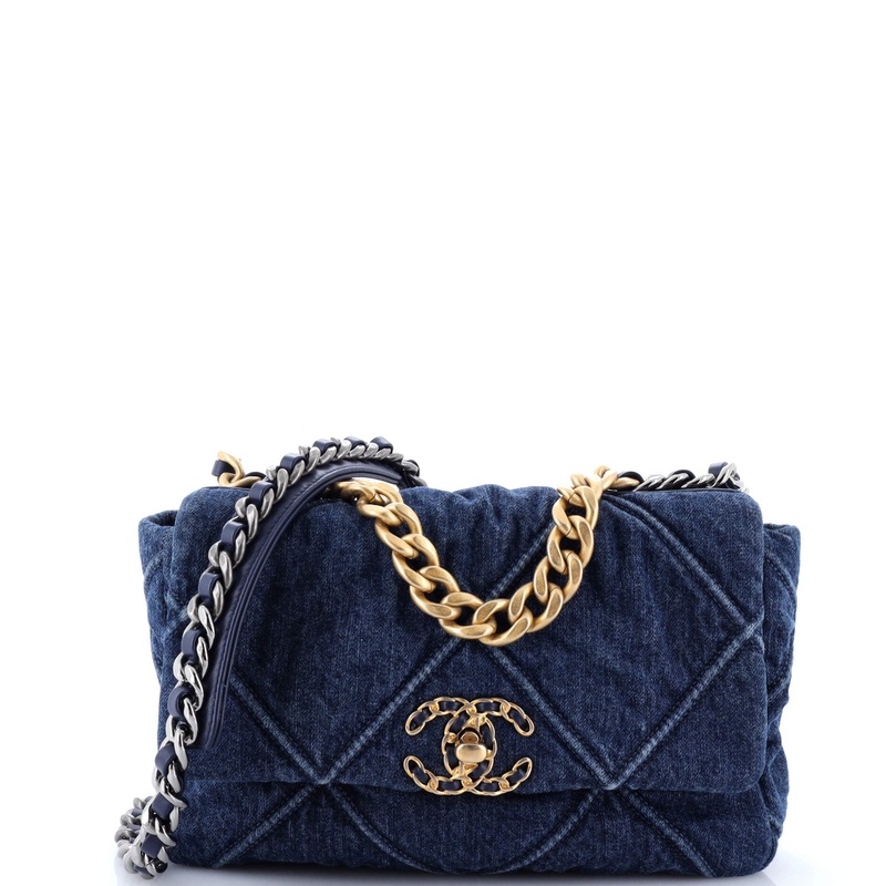 19 Flap Bag Quilted Denim Medium