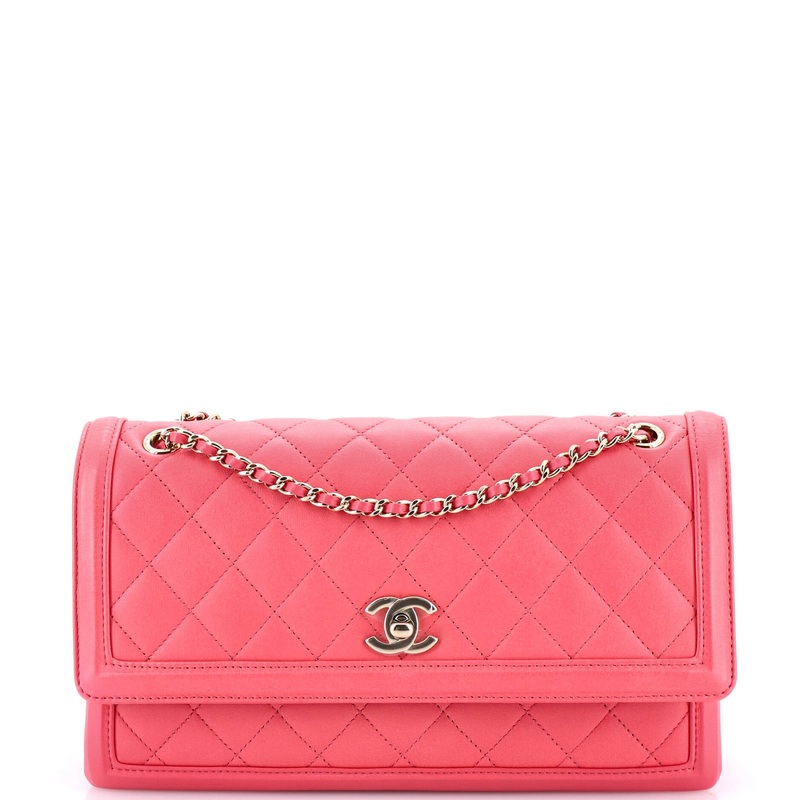 3 Compartment Flap Bag Quilted Lambskin Medium
