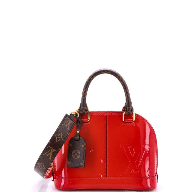 Alma Handbag Vernis with Monogram Canvas BB