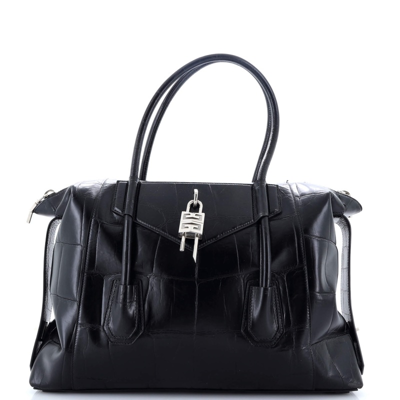 Antigona Soft Lock Bag Crocodile Embossed Leather Medium