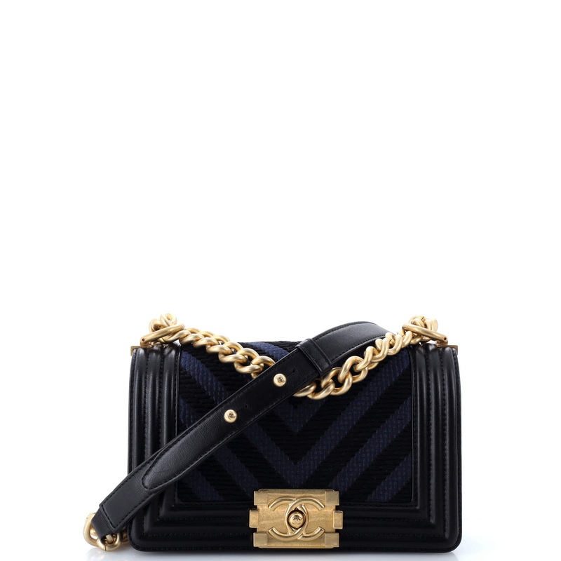 Boy Flap Bag Braided Chevron Calfskin and Lambskin Small