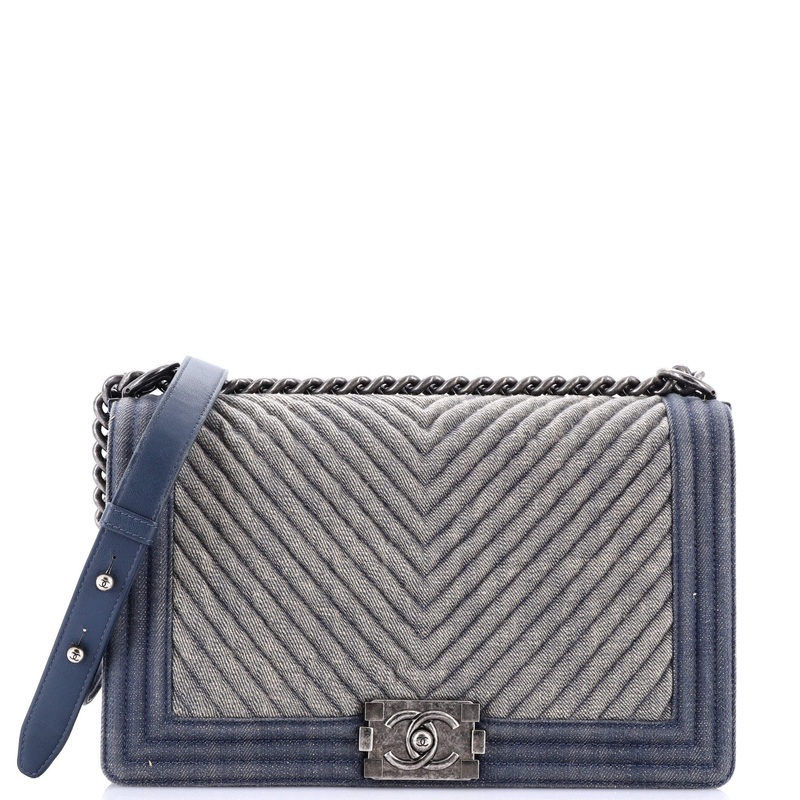 Boy Flap Bag Chevron Denim New Medium