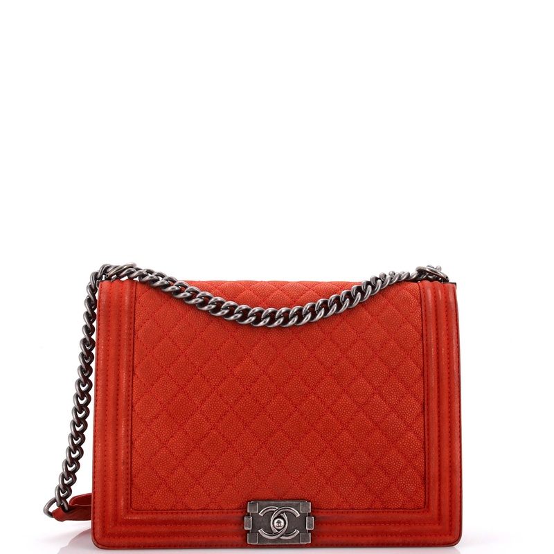 Boy Flap Bag Quilted Matte Caviar Large